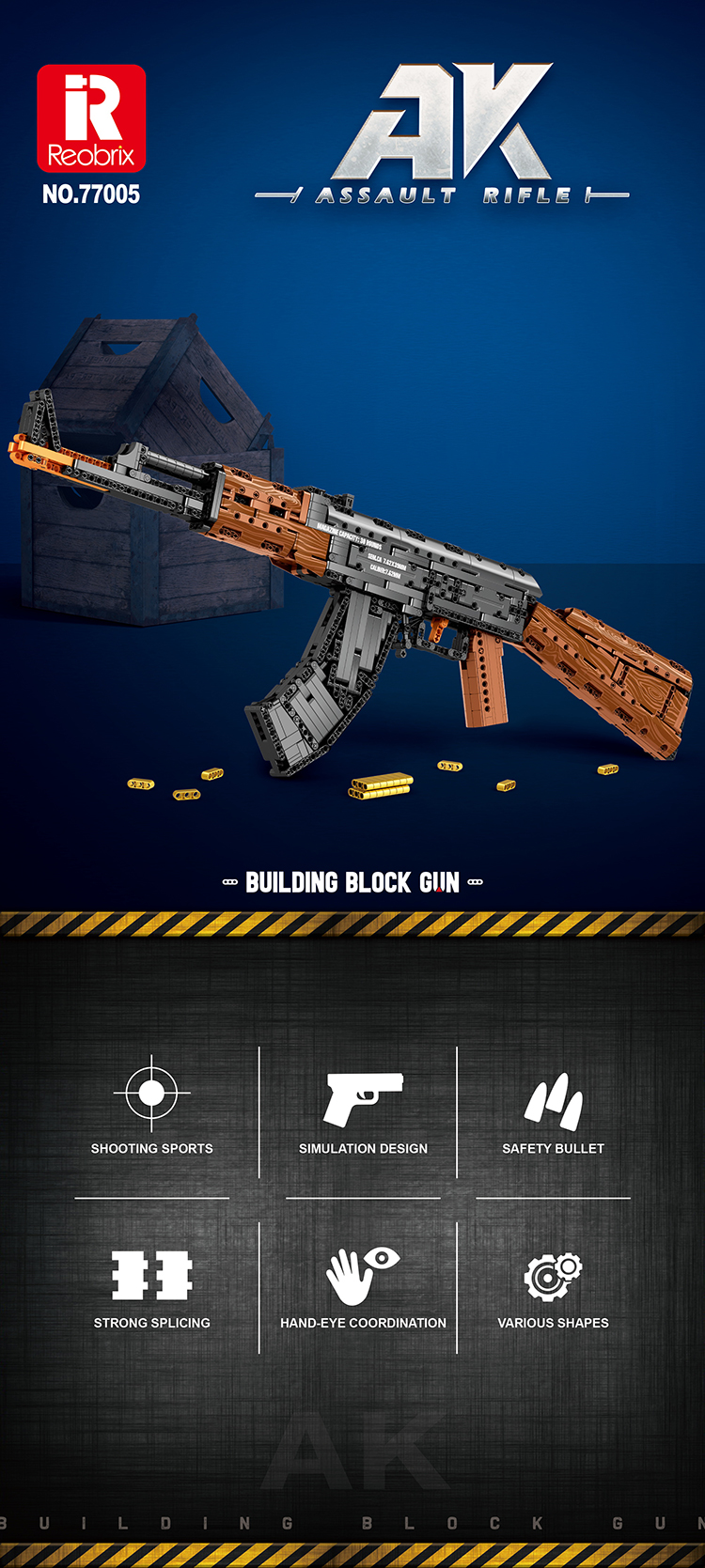 Reobrix No.77005 AK-47 アサルトライフル Reobrix 77005 AK-47 Assault Rifle Building Set