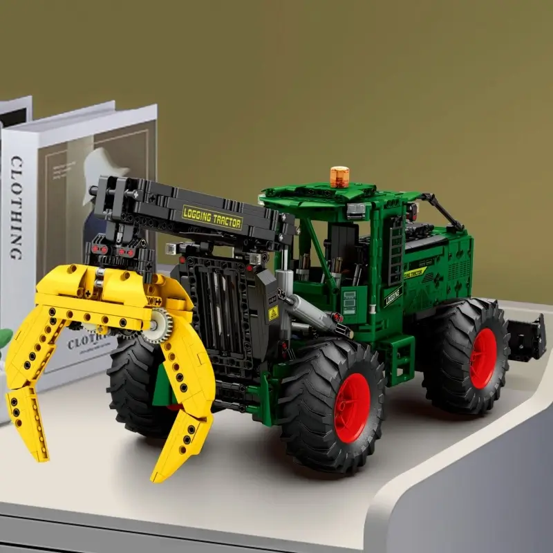 The reobrix22027Log Skidder (Remote Control Version) is placed on a table.