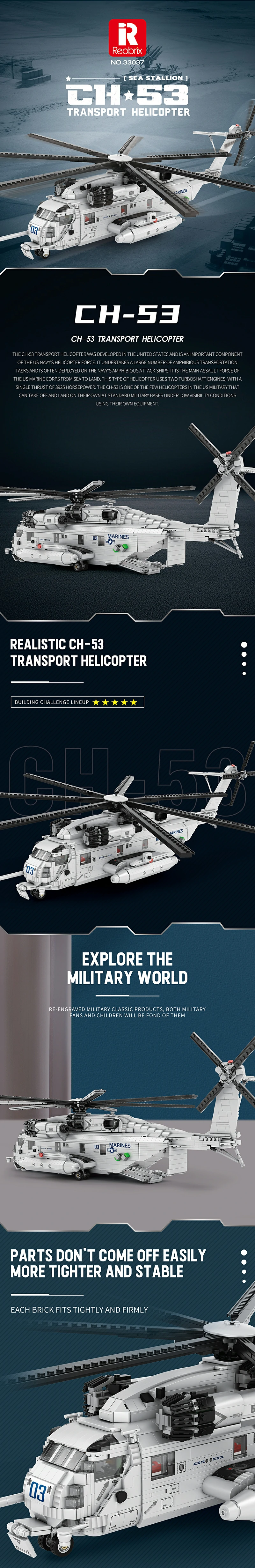 Reobrix 33037 CH-53 Transport Helicopter Set