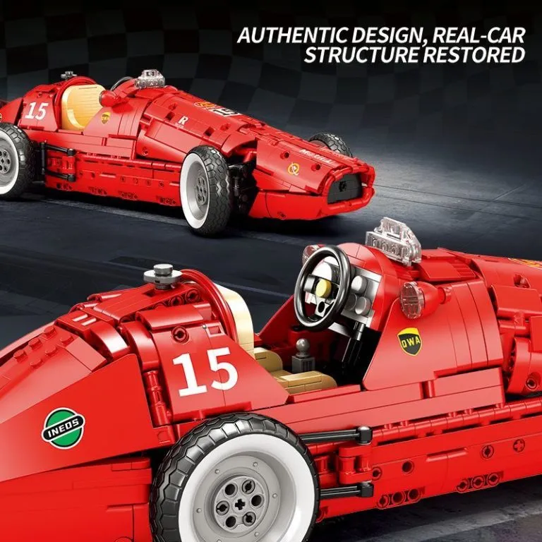 The reobrix ferrari 500 model's steering wheel controls two-wheel steering.