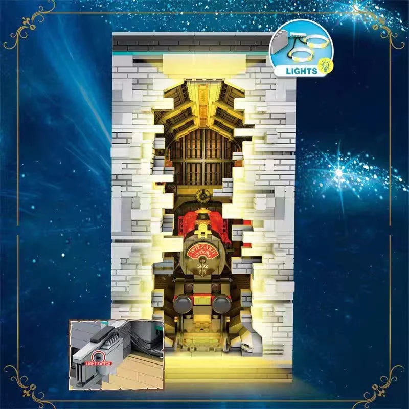 The lighting effect of the Reobrix 66031 Magic Station model.