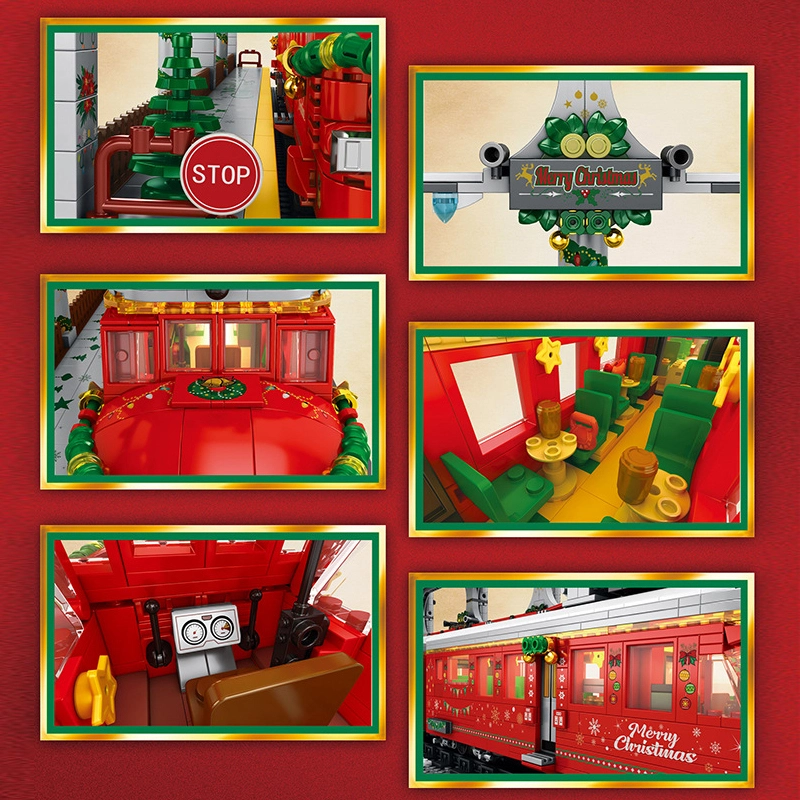 Detalles interiores y decoración del Tren Navideño Reobrix