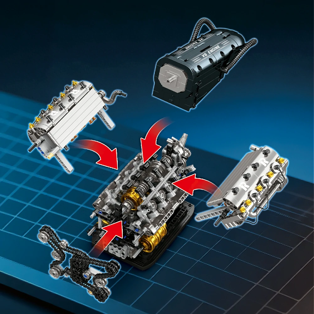 Reobrix V6 engine lets you build every piece yourself.