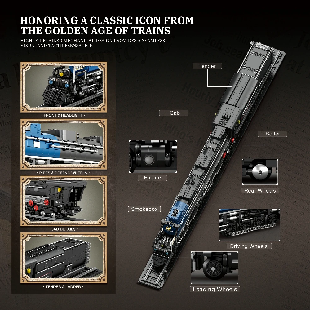 Interior details and component analysis of the Reobrix 66805 Big Boy steam locomotive.