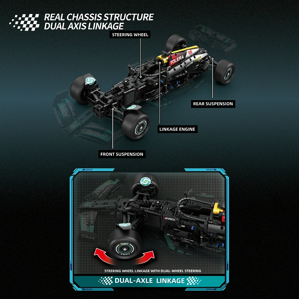An internal structure display of the Reobrix 11040 F1 racing car.