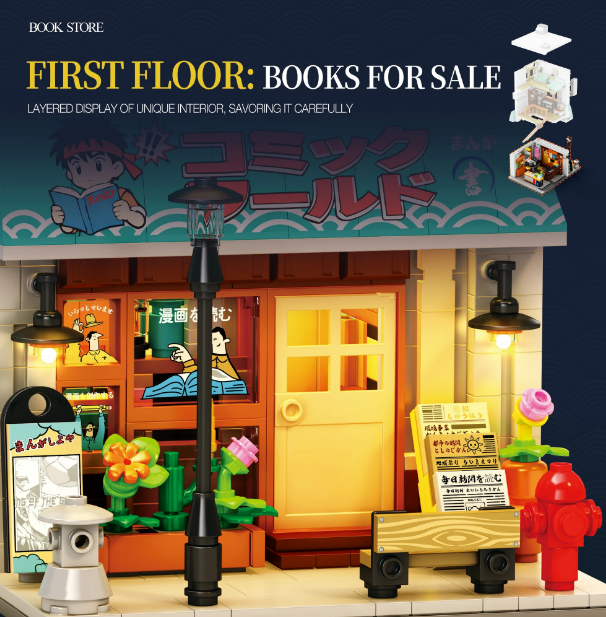 Reobrix 66505 Japanese Comic Book Store-first floor