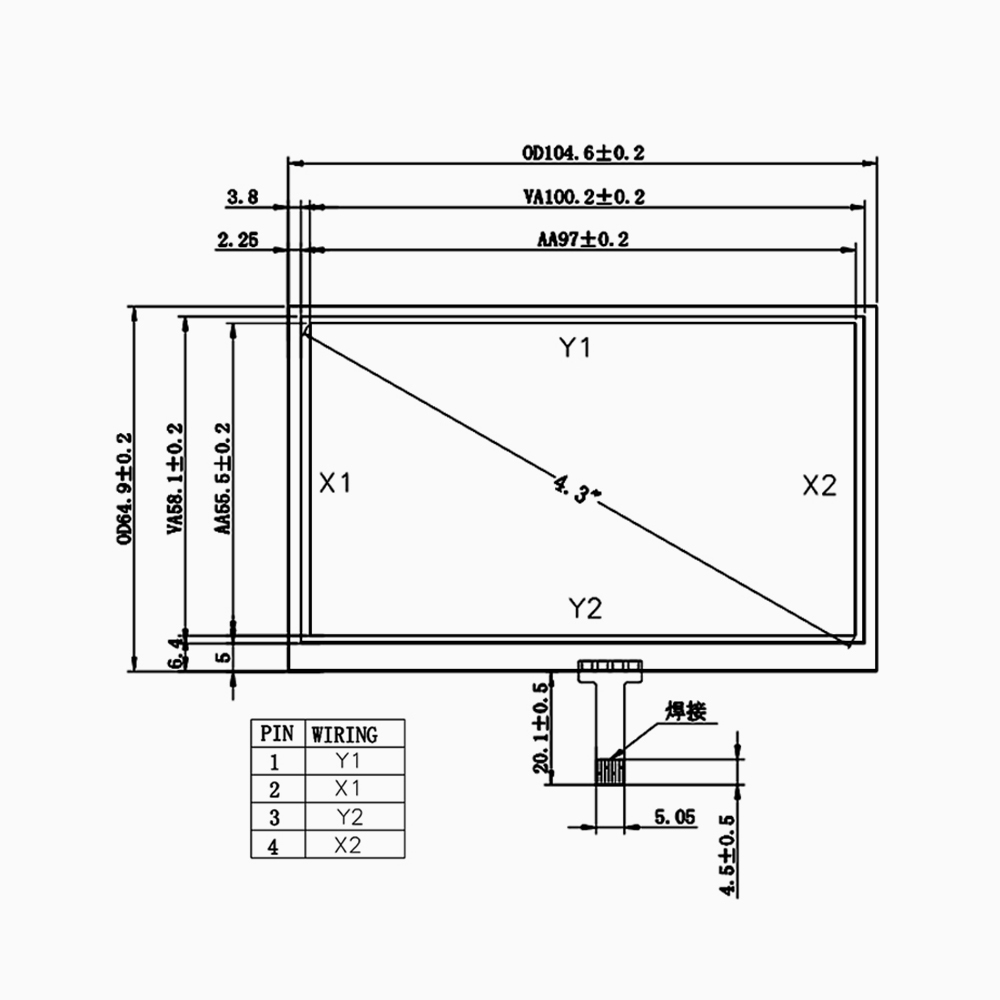 STOUCH 4.3-inch resistive touch screen  for AT043TN24 V.7 LCD,STOUCH 4.3-inch resistive touch screen  for AT043TN24 V.7 LCD