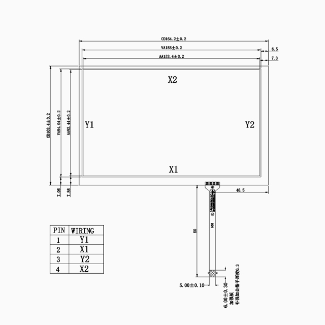 STOUCH 7.1 inch 4-wire resistive touch screen for AT070TN83 V.1 LCD,STOUCH 7.1 inch 4-wire resistive touch screen for AT070TN83 V.1 LCD