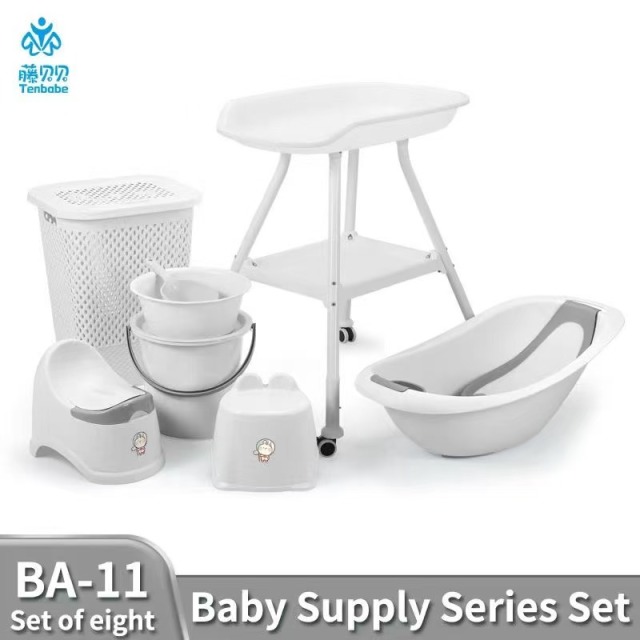 source factory, PP material plastic thickened baby bath product set, bathtub, bucket, basin, children's toilet, water scoop, stool,diaper table adaptable to hold the bathtub, storage basket