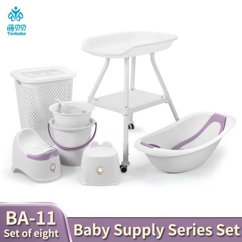 source factory, PP material plastic thickened baby bath product set, bathtub, bucket, basin, children's toilet, water scoop, stool,diaper table adaptable to hold the bathtub, storage basket