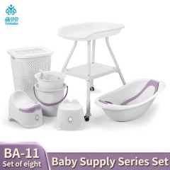 source factory, PP material plastic thickened baby bath product set, bathtub, bucket, basin, children's toilet, water scoop, stool,diaper table adaptable to hold the bathtub, storage basket