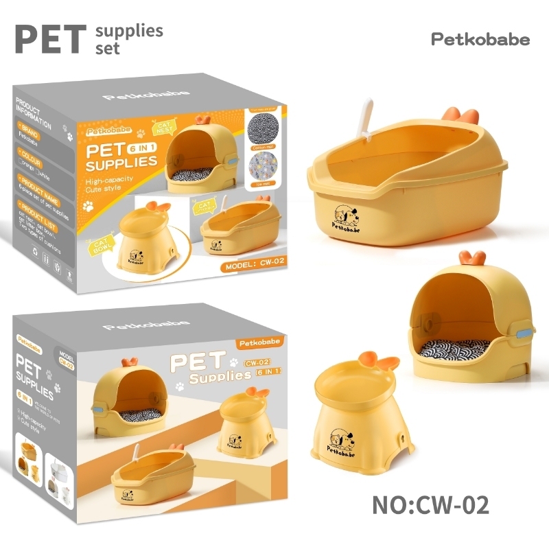 source factory All-in-One Cat Villa，Litter Box • Climate-Controlled Bedding • Dine-in Luxury