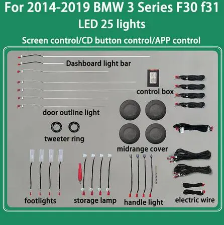 Fit For Bmw 3 series F30 F35 F31 GT / 4 Series 2014-2019 F32 F33 F34 F36 New Ambient Light Decorative Atmosphere Light 11 color