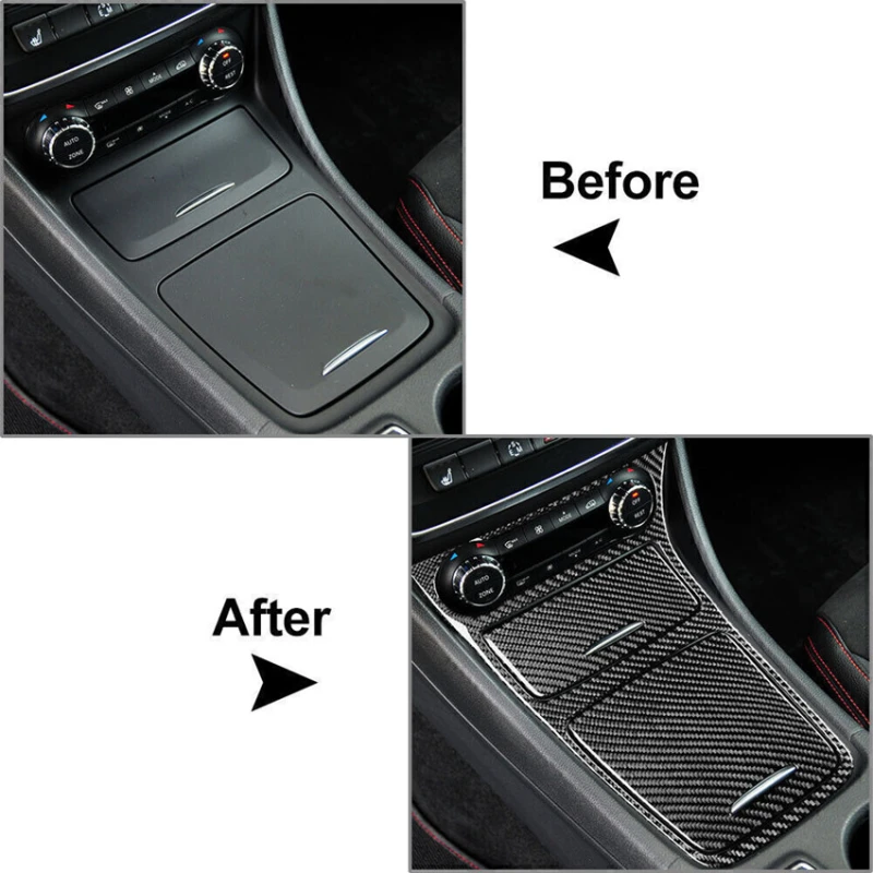 For Mercedes Benz A GLA CLA Class 2013-18 Carbon Fiber Center Console Cover Trim