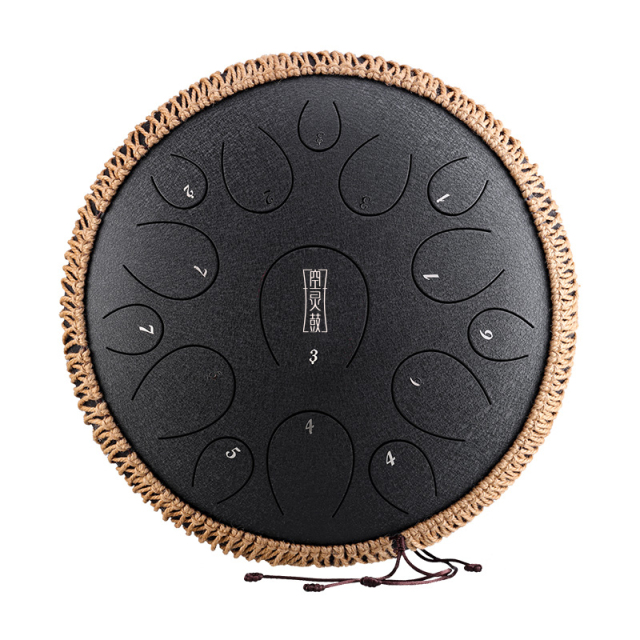 Hluru STEEL TONGUE DRUM Round Tongue Drum (15notes 14") , Alloy Carburizing Steel round tongue drum (15notes 14") , alloy carburizing steel TY15-14
