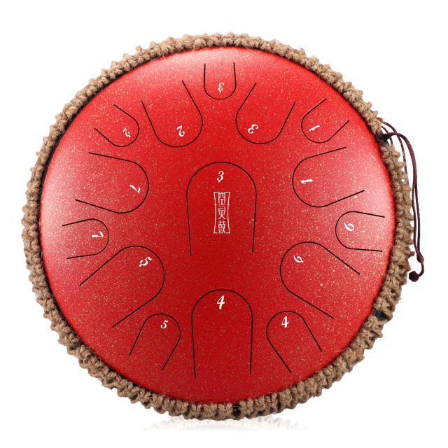 Hluru STEEL TONGUE DRUM Premium Drum (15notes 14") , Microalloyed Steel premium drum (15notes 14") , microalloyed steel TB15-14