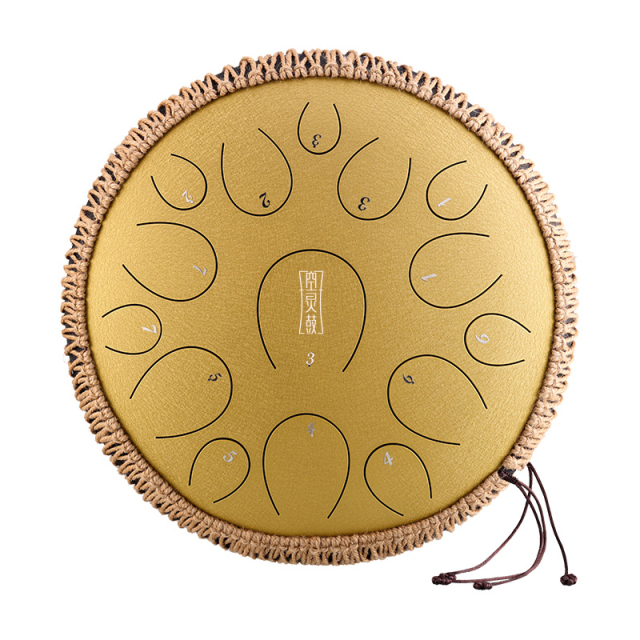 Hluru STEEL TONGUE DRUM Round Tongue Drum (15notes 14") , Alloy Carburizing Steel round tongue drum (15notes 14") , alloy carburizing steel TY15-14