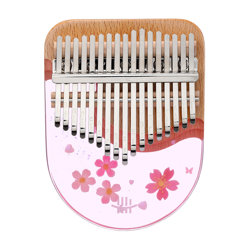 Hluru Kalimba 17 Keys, Pink Sakura, Beech＆Epoxy Resin KBC17+Box