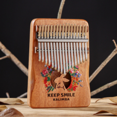 Huashu Kalimba 17 Keys, Rainbow Bear, Palm Rest Shape, Mahogany Kalimba KHB17