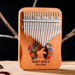 Huashu Kalimba 21 Keys, Hollow Bunny, Palm Rest Shape, Mahogany Kalimba KHR21-Pink