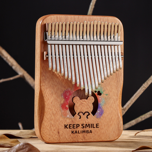 Huashu Kalimba 17 Keys, Rabbit In Flower, Palm Rest Shape, Mahogany Kalimba KHR17