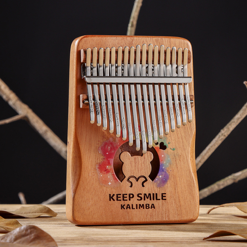 Huashu Kalimba 21 Keys, Hollow Bunny, Palm Rest Shape, Mahogany Kalimba KHR21-Pink