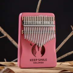 Huashu Kalimba 21 Keys, Hollow Bunny, Palm Rest Shape, Mahogany Kalimba KHR21-Pink