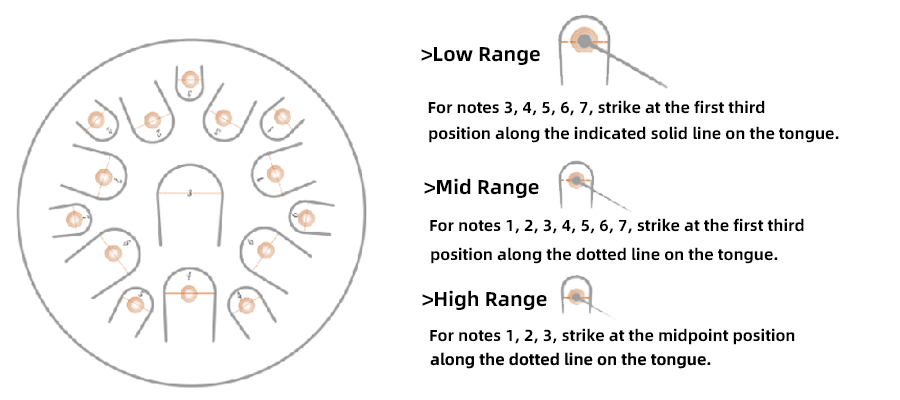Correct Strike Points for the Tongue Drum