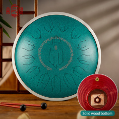 Hluru Microalloyed Steel and High-Quality Wooden Tongue Drum 14'' 15 Notes - EQ Healing
