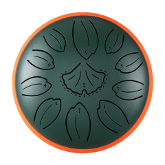 Huashu 11 notes 6" C5 Major Carbon Steel Tongue Drum For Yoga -Golden Ginkgobiloba