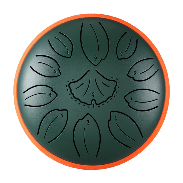 Huashu 11 notes 6" C5 Major Carbon Steel Tongue Drum For Yoga -Golden Ginkgobiloba