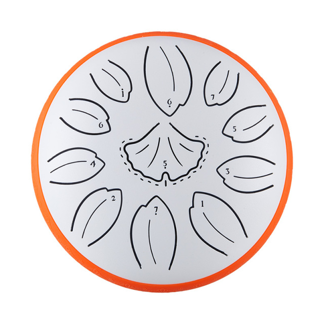 Huashu 11 notes 6" C5 Major Carbon Steel Tongue Drum For Yoga -Golden Ginkgobiloba