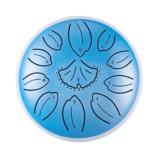 Huashu 11 notes 6" C5 Major Carbon Steel Tongue Drum For Yoga -Golden Ginkgobiloba