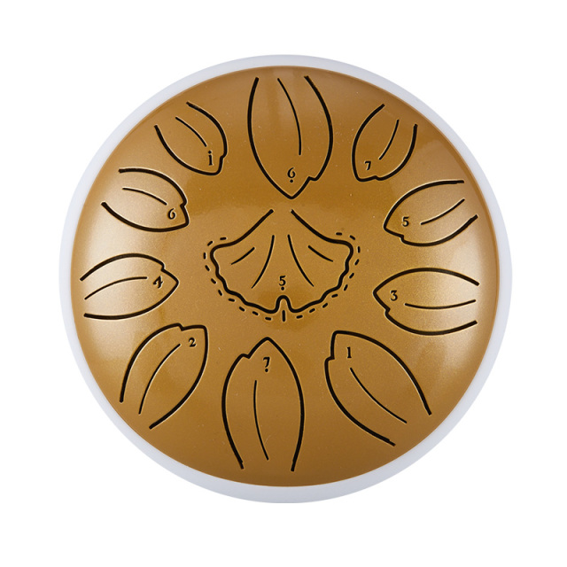 Huashu 11 notes 6" C5 Major Carbon Steel Tongue Drum For Yoga -Golden Ginkgobiloba
