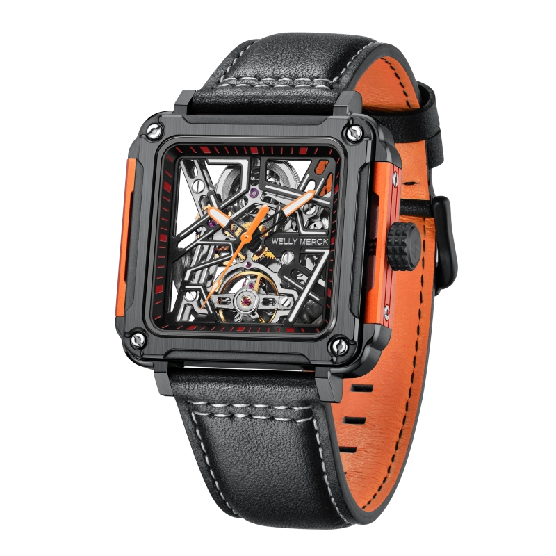 WM091 Sport Watch 43mm Men's Skeleton Fashion Wrist Mechanical Automatic Watch