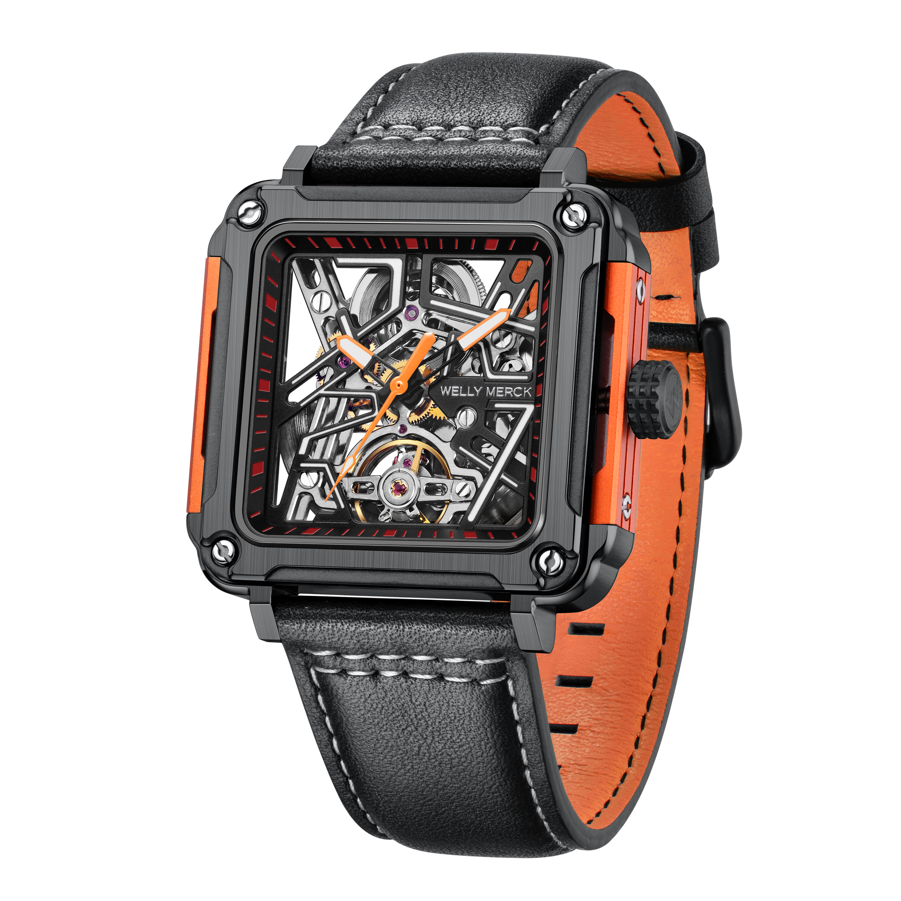 WM091 Sport Watch 43mm Men's Skeleton Fashion Wrist Mechanical Automatic Watch