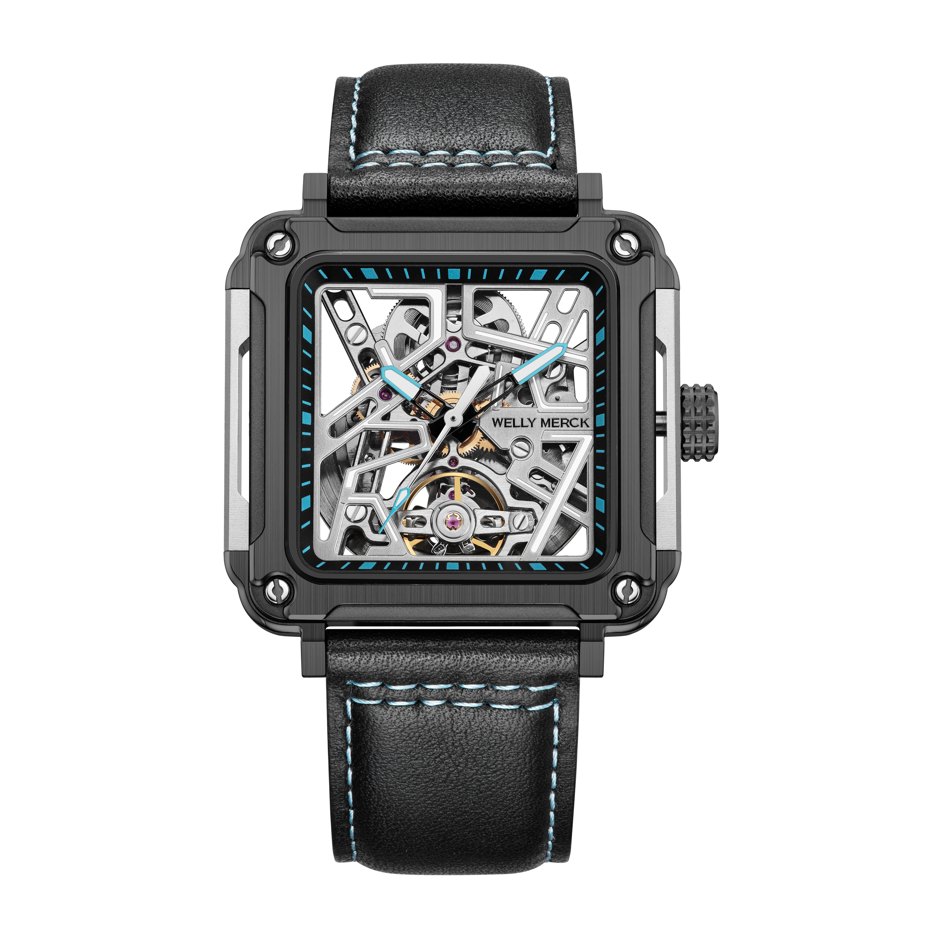WM091 Sport Watch 43mm Men's Skeleton Fashion Wrist Mechanical Automatic Watch