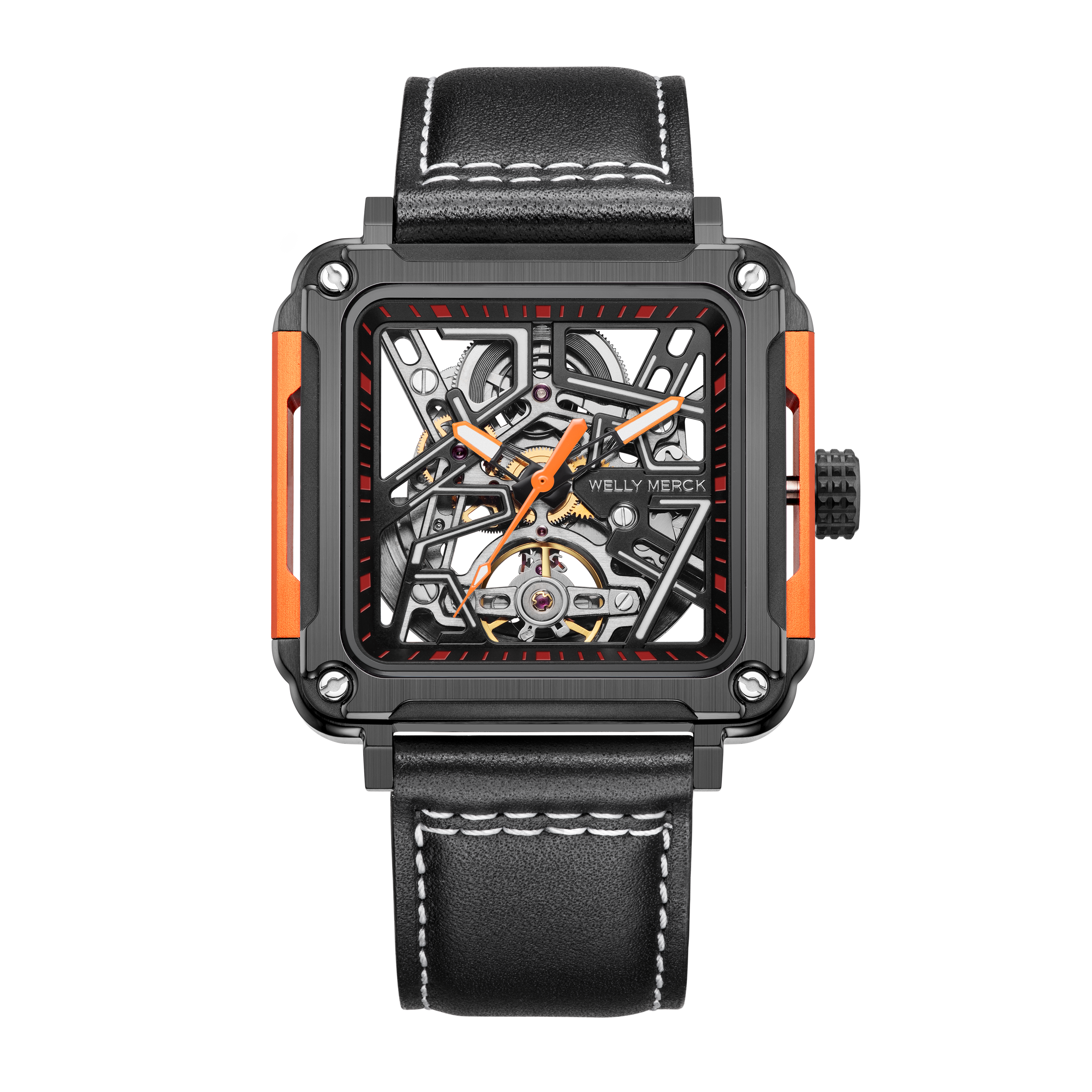 WM091 Sport Watch 43mm Men's Skeleton Fashion Wrist Mechanical Automatic Watch