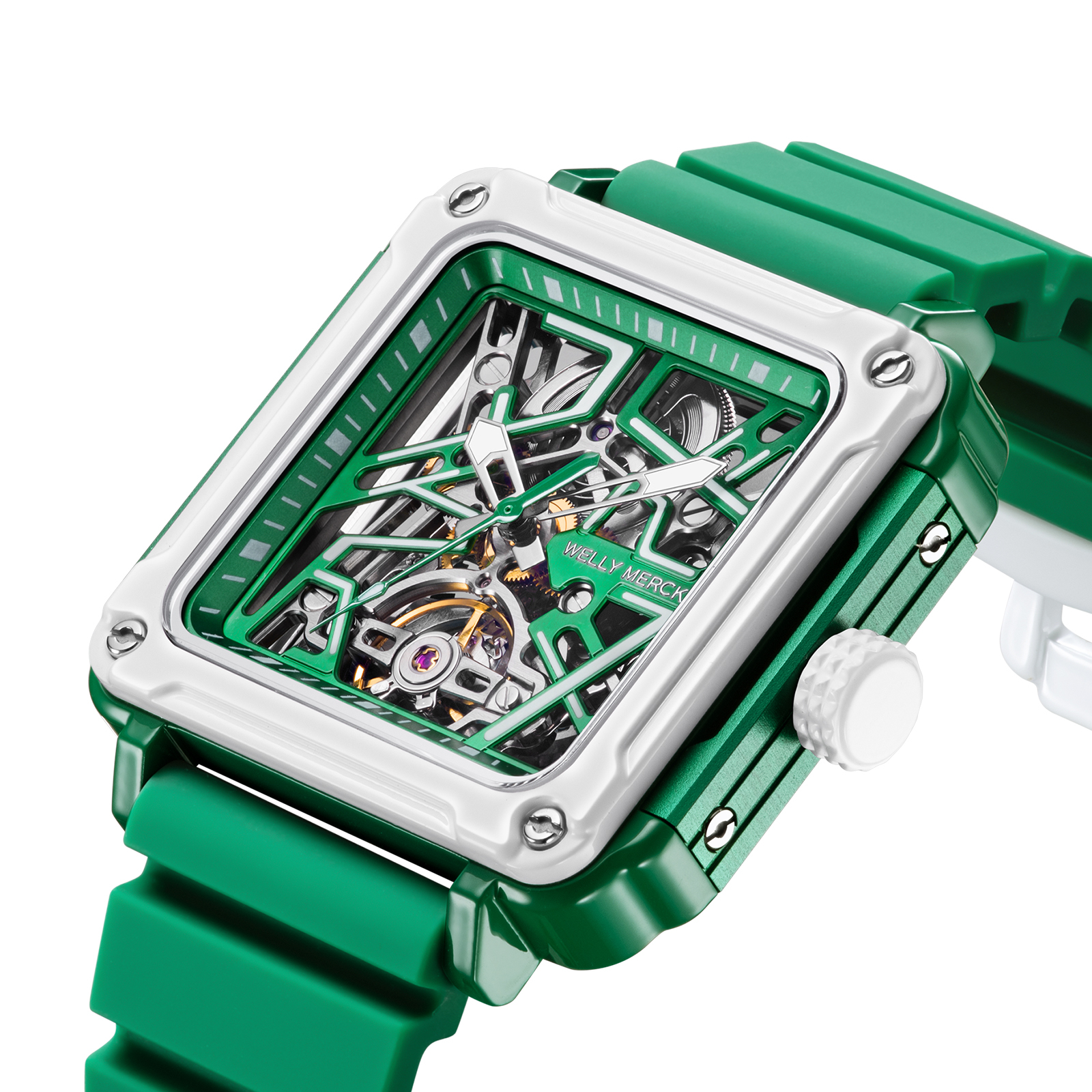 WM091 Sport Watch 43mm Men's Skeleton Fashion Wrist Mechanical Automatic Watch