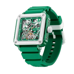 White Case × Green Dial/ Green Rubber Strap