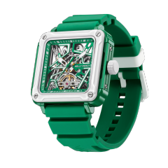 White Case × Green Dial/ Green Rubber Strap