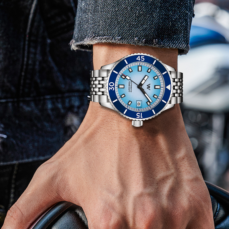 WM212 Sparkle Grain Gradient Dial Watch 41mm NH35 Sapphire Crystal Glass with AR Coating 10ATM Men's Automatic Watch