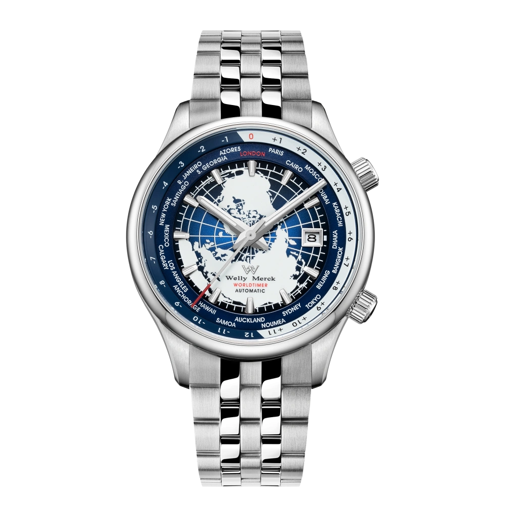 【限定値下げ！】Welly Merck 腕時計 World Time Business Series Automatic Watch·steel strap