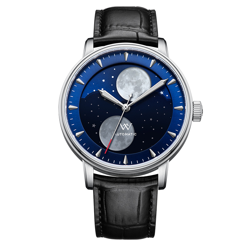WM142 Moonphase Watch 41mm 7200A Modified Movement 5Bar Twin Moons  Men's Automatic Mechanical Watch