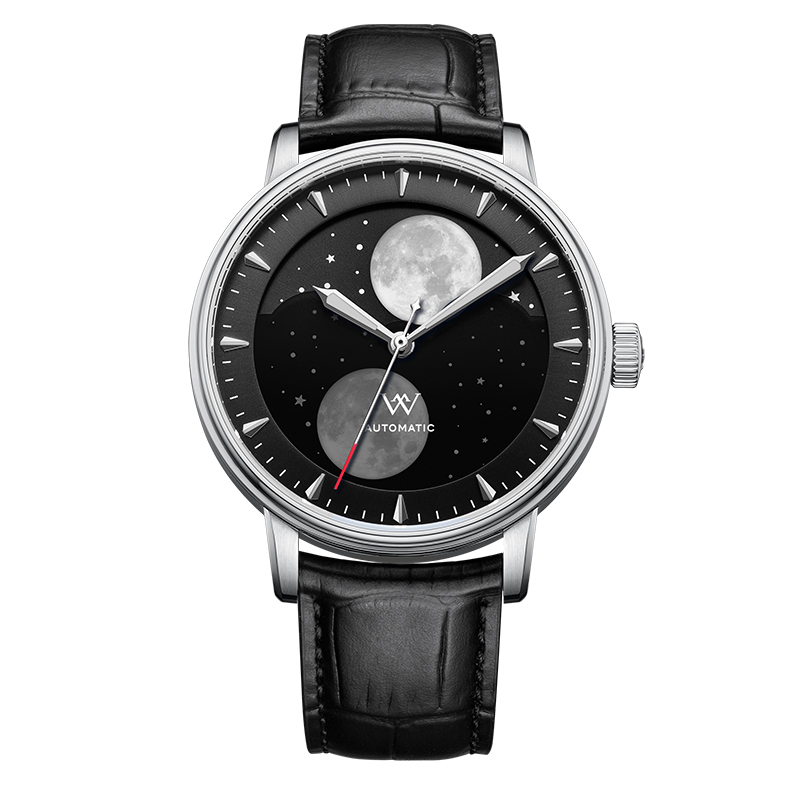 WM142 Moonphase Watch 41mm 7200A Modified Movement 5Bar Twin Moons  Men's Automatic Mechanical Watch