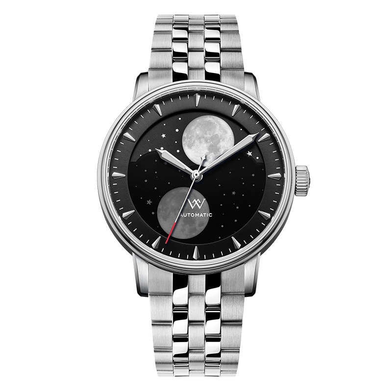 WM142 Moonphase Watch 41mm 7200A Modified Movement 5Bar Twin Moons  Men's Automatic Mechanical Watch