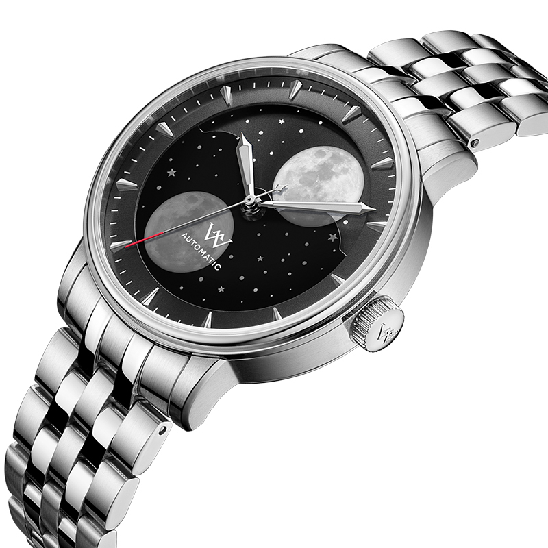 WM142 Moonphase Watch 41mm 7200A Modified Movement 5Bar Twin Moons  Men's Automatic Mechanical Watch