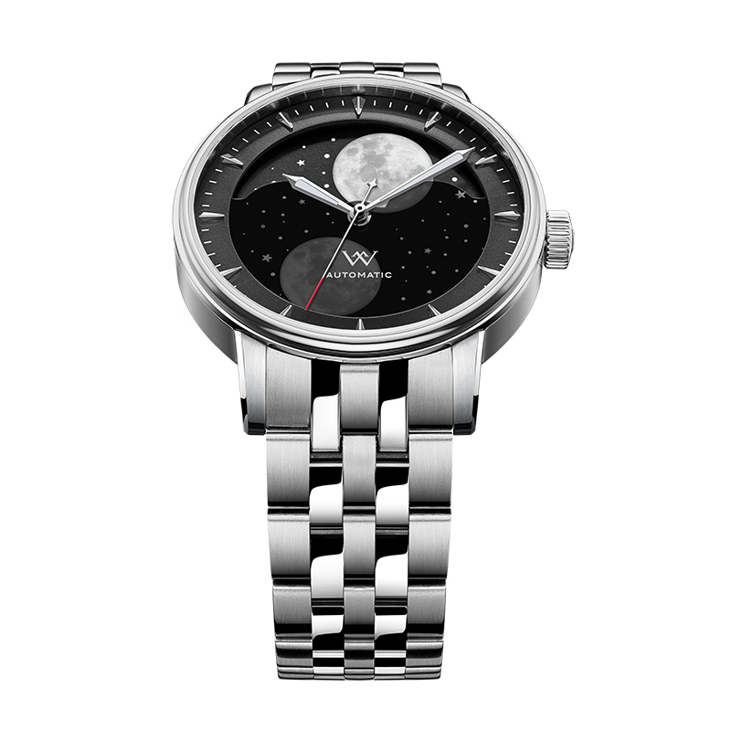 WM142 Moonphase Watch 41mm 7200A Modified Movement 5Bar Twin Moons  Men's Automatic Mechanical Watch