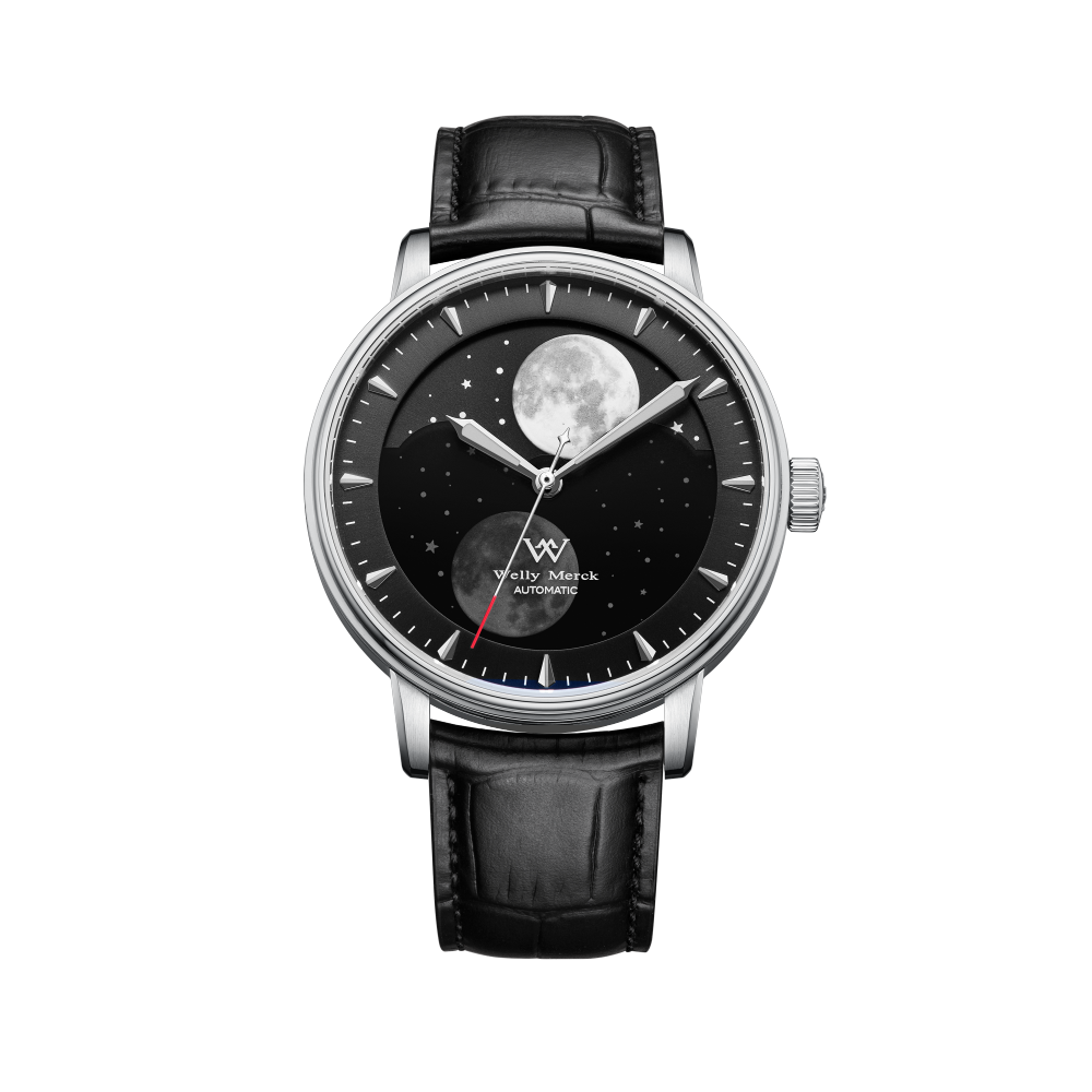 WM142 Moonphase Watch 41mm 7200A Modified Movement 5Bar Twin Moons  Men's Automatic Mechanical Watch