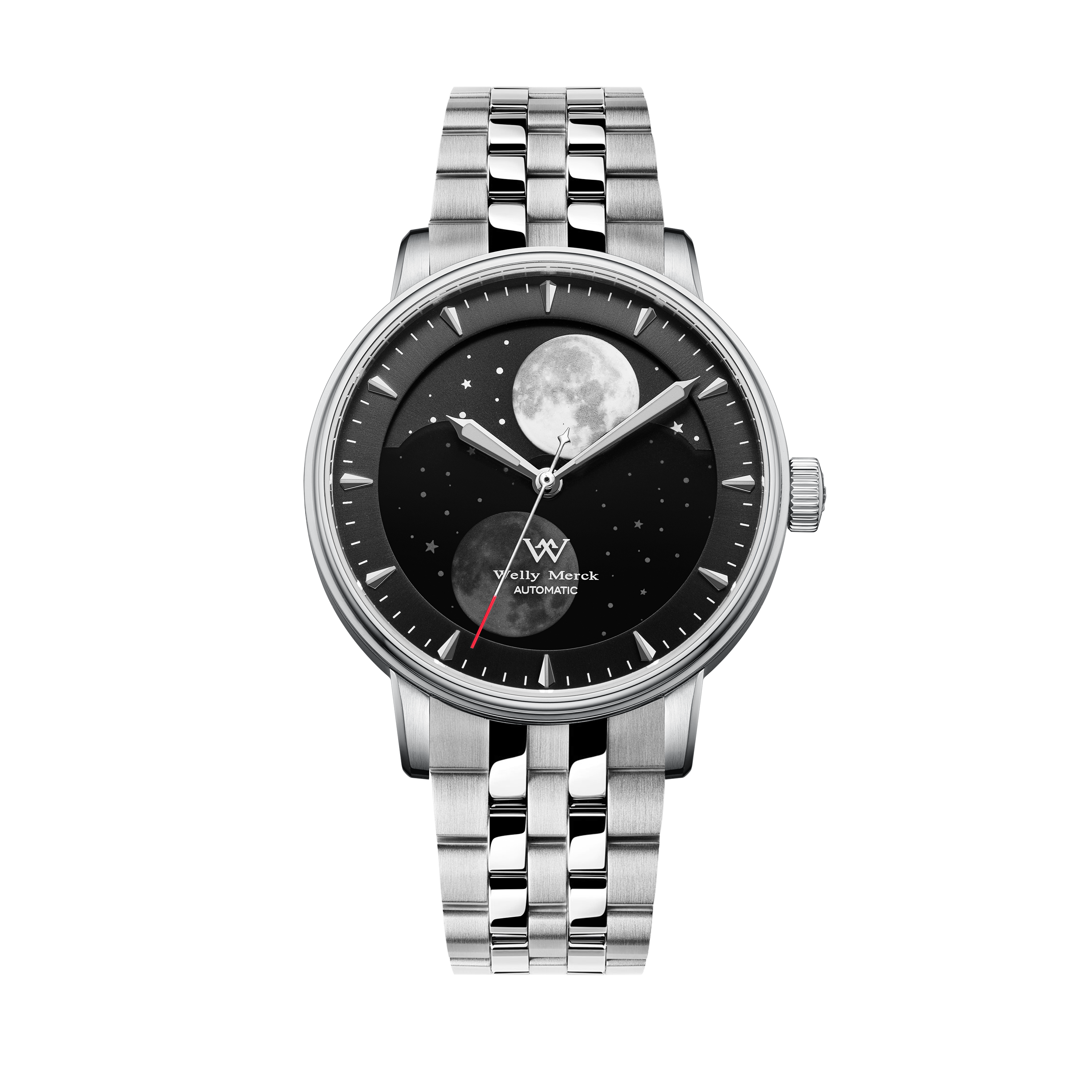WM142 Moonphase Watch 41mm 7200A Modified Movement 5Bar Twin Moons  Men's Automatic Mechanical Watch
